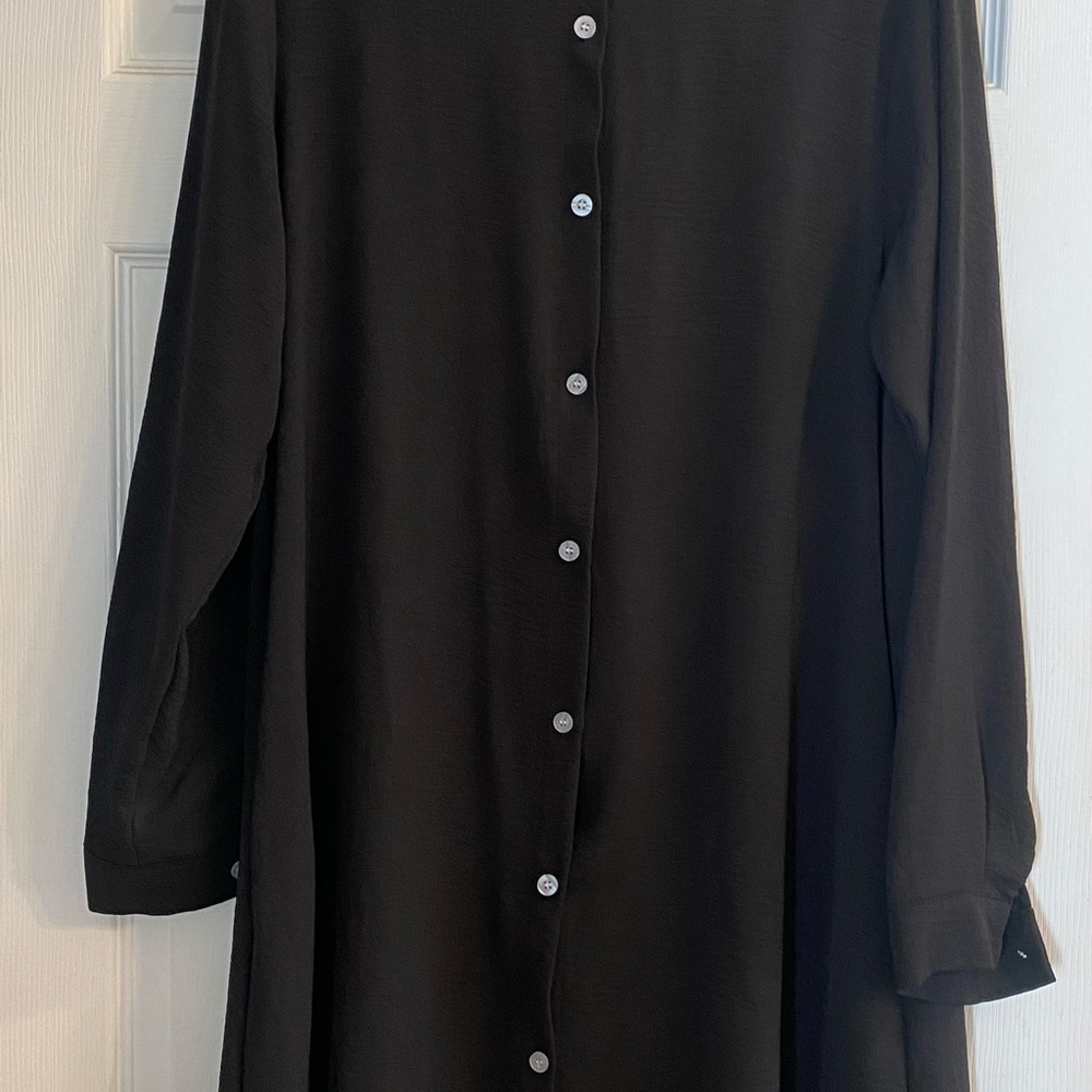 Classic Black Button-Up Shirt Dress